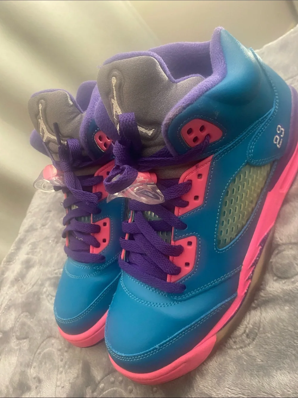 Jordan Kids High-Top Sneakers in Blue/Purple/Pink